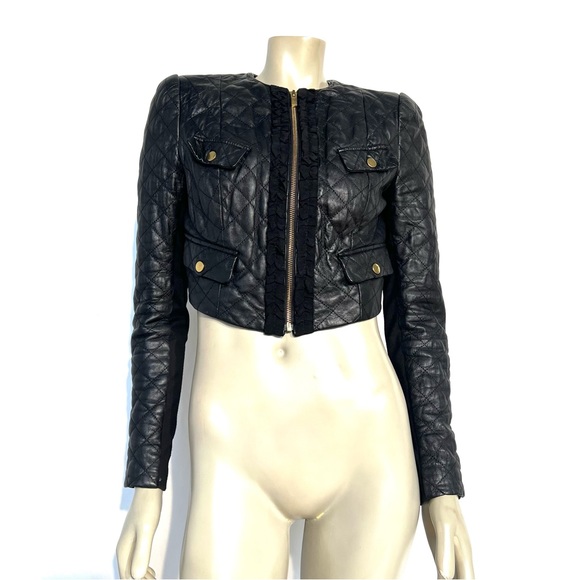 Bebe Black 100% Real  Leather Jacket - Picture 5 of 16